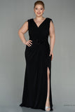 30252 Black Sleeveless Draped Slit Dress