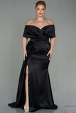 30218 Black Draped Slit Strapless Satin Dress