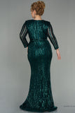 30258 Emerald Green Sequins Slit Mermaid Dress
