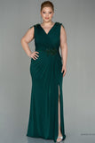 30254 Emerald Green Sleeveless Draped Slit Dress