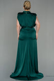 30268 Emerald Green Draped Back Train Slit Dress