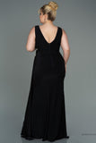 30224 Black Accessorised Draped Slit Dress