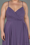 30199 Lavender Back Cross Strap Slit Chiffon Dress