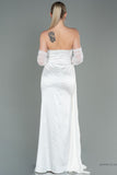 30178 Off-White Draped Slit Strapless Dress