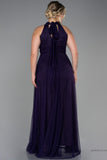 30195 Purple Halterneck Tulle Dress