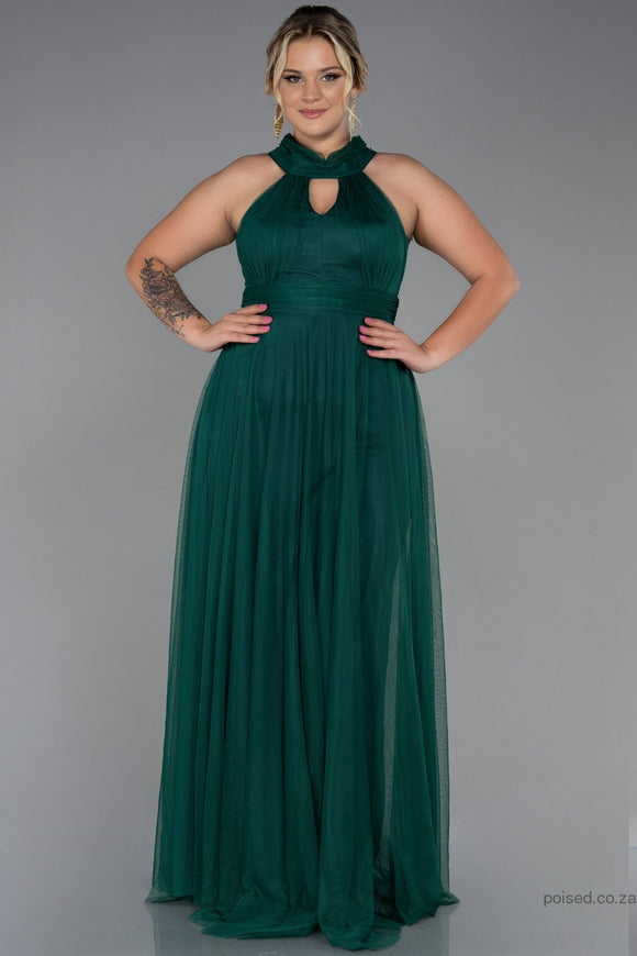 30192 Emerald Green Halterneck Tulle Dress