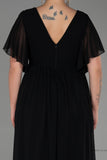 30234 Black Sheer Sleeve Empire Chiffon Dress
