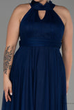 30191 Navy Blue Halterneck Tulle Dress