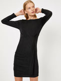15165 black draped shimmer dress