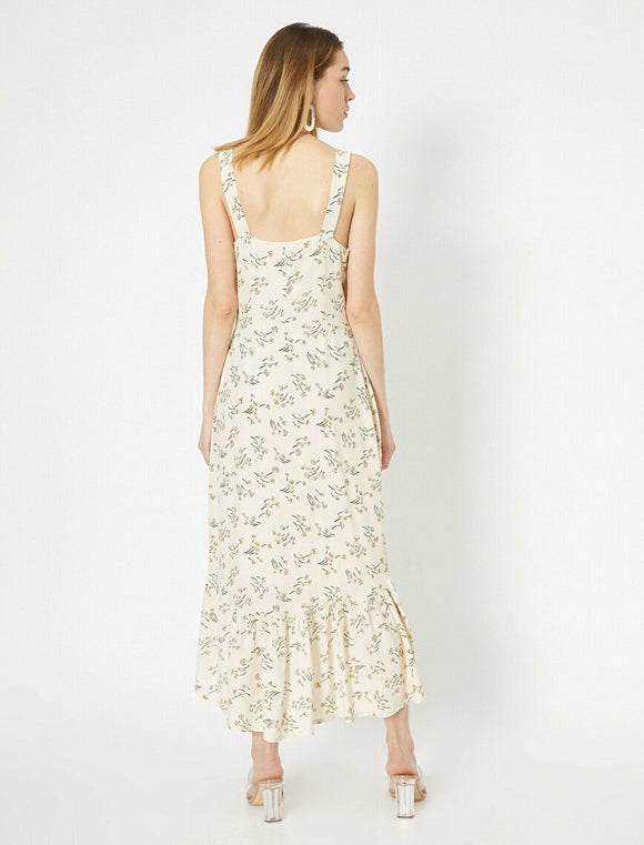 20048 Button Detailed Floral Dress - Multi Colour