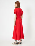 20053 Button Detailed Maxi Dress - Red