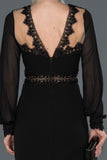  Black Long Sleeve Double Breasted Collar Invitation Dress ABK772 