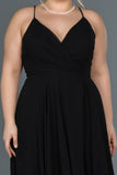  Plus Size Chiffon Evening Dress with Black Leg and Back Decollete ABU1324 