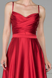 29888 Red Draped Strap Satin Dress