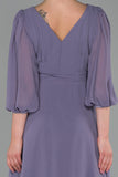 20309 Lavender Asymmetrical Chiffon Dress