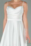 29886 Off-White Draped Strap Satin Dress