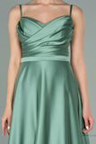 29885 Mint Green Draped Strap Satin Dress