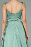 29885 Mint Green Draped Strap Satin Dress