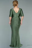 29850 Olive Green Crystal Detail Slit Dress