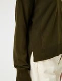 19304 V Neck Hi-Low Knitted Sweater - Khaki