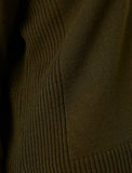 19304 V Neck Hi-Low Knitted Sweater - Khaki