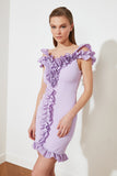 20487b Lilac Ruffle Pencil Dress