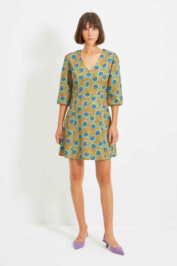 20519b Multi Colour Floral Mini Dress