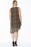 7200013 Black-Brown Leopard Print Hi-Low Dress