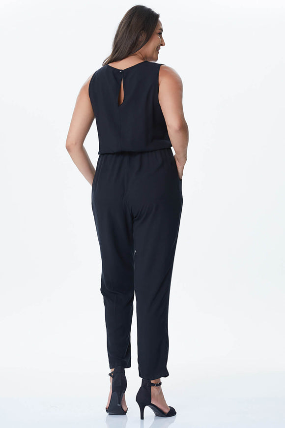 16212 black wrap collar jumpsuit