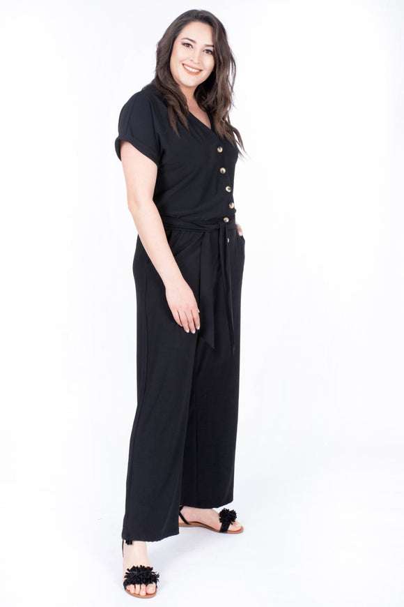 16275 black front button jumpsuit