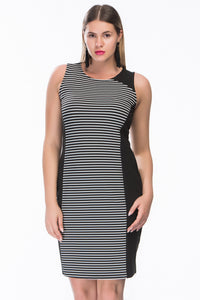 7400243 Black-White Striped Dress