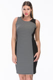 7400243 Black-White Striped Dress