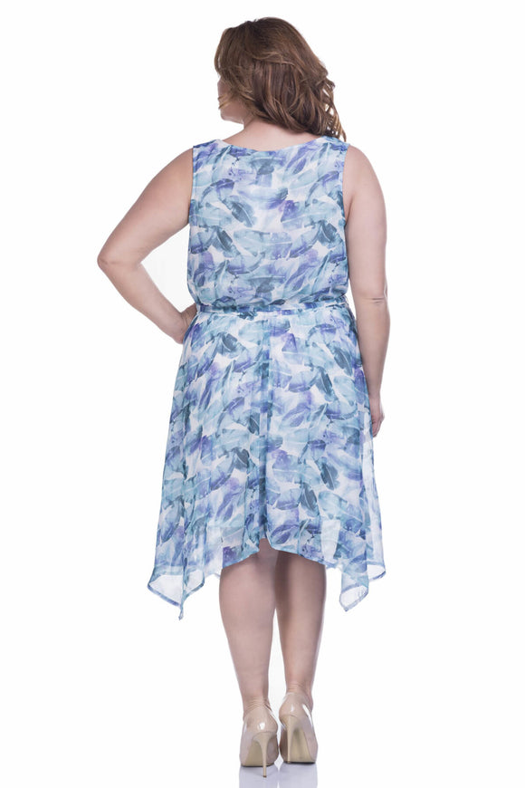 7200012 Blue-Purple Hi-Low Chiffon Dress