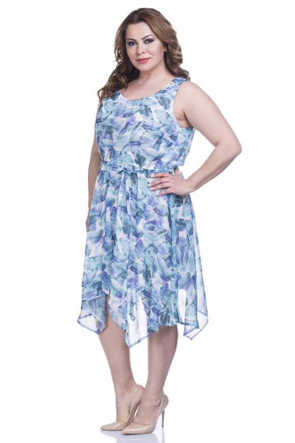 7200012 Blue-Purple Hi-Low Chiffon Dress