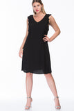 7200077 Black Ruffle Sleeve Dress