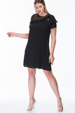 7200138 Black Lace and Ruffle Collar Dress