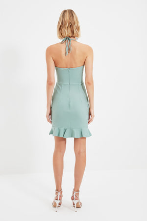 20517b Mint Green Cutout Halter Dress