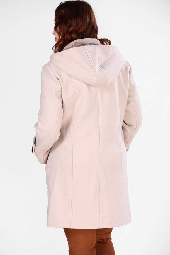 5255 Stone Hooded Cashmere Coat