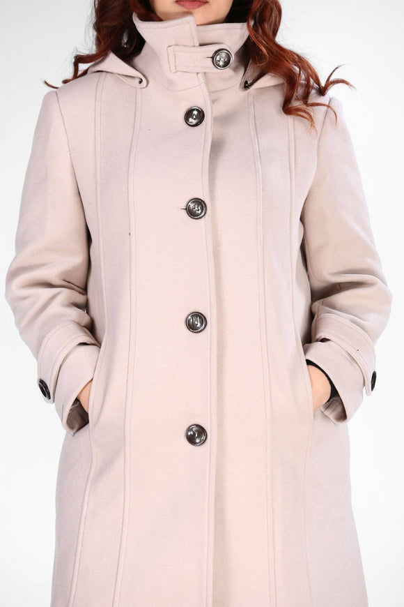5255 Stone Hooded Cashmere Coat