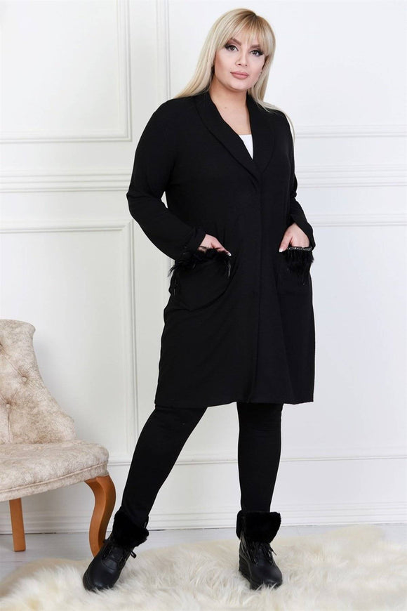 5348 Cherry Feather Detailed Cardigan