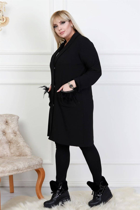 5348 Cherry Feather Detailed Cardigan