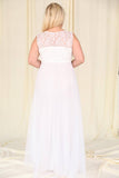 8510 White Lace Tulle Evening Dress