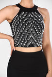 8612 Black Pearl Detail Skirt & Top Set