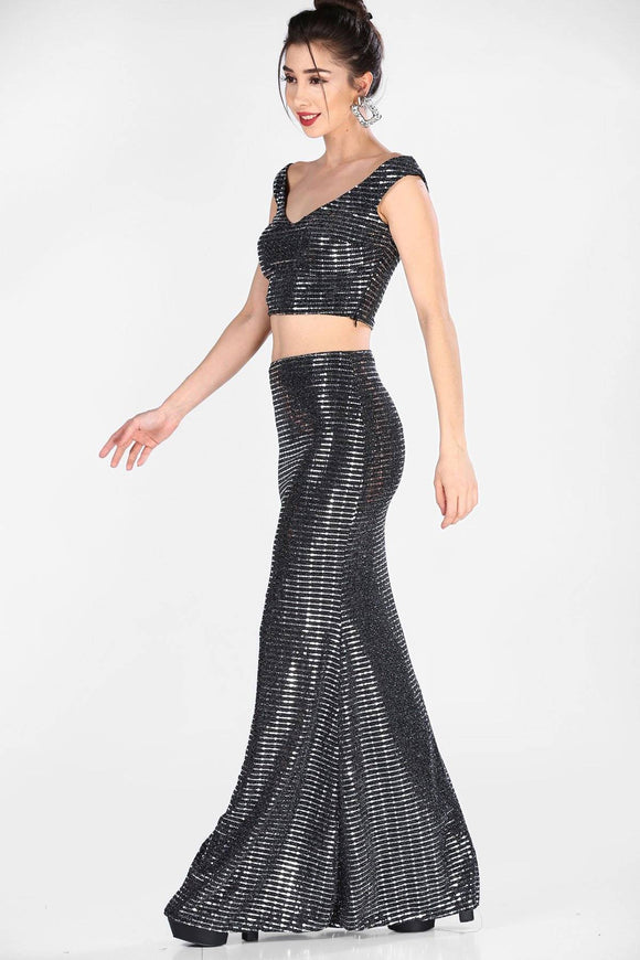 8645 Silver Shimmer Skirt & Top Set