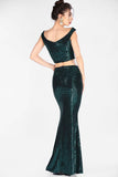 8646 Emerald Green Shimmer Skirt & Top Set