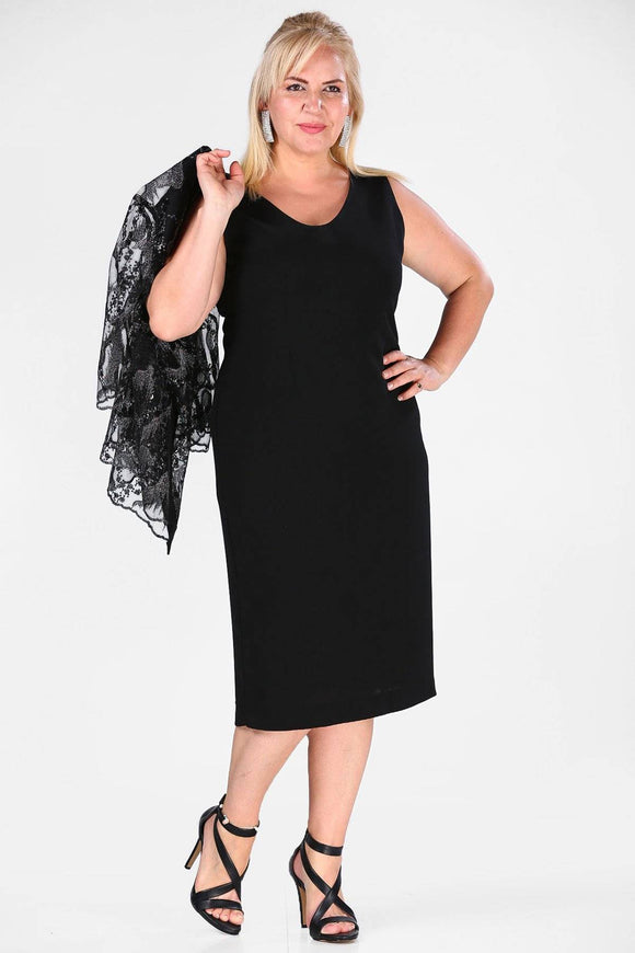 8713 Black Sheath Dress & Shimmer Jacket