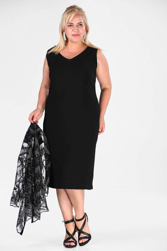 8713 Black Sheath Dress & Shimmer Jacket