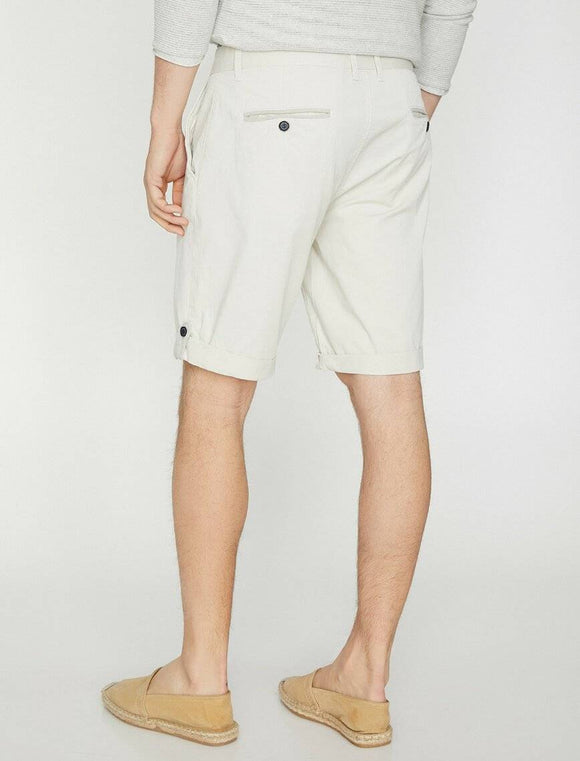 9796 Ecru Pocket Detailed Short