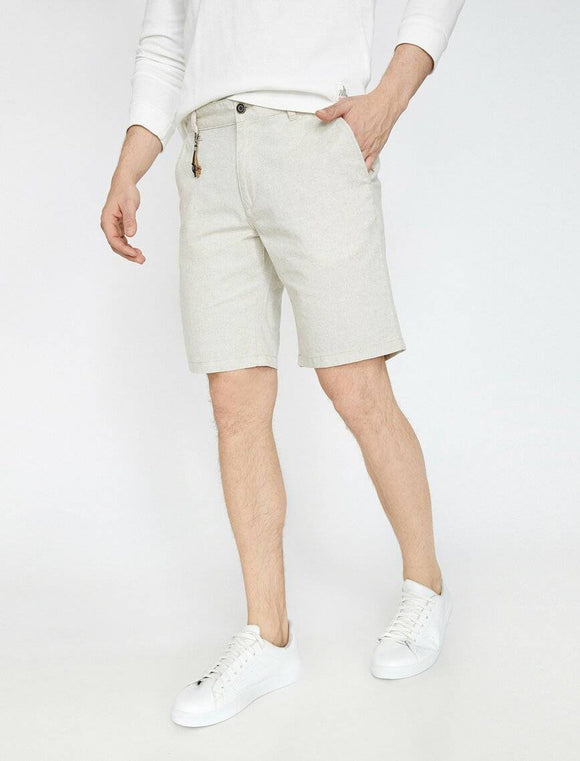 9797 Beige Pocket Detailed Short