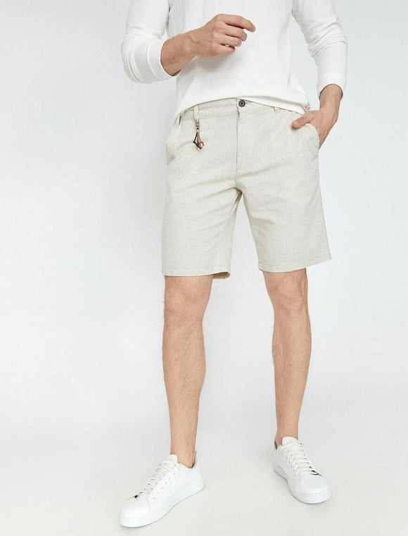 9797 Beige Pocket Detailed Short